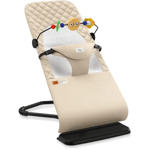 Bouncer Seat for Babies 0-12 Months, Baby Bouncer forBreathable and Comfortable Cushion, Three HeightAdjustments, Baby Rocker Portable Folding andDetachable, Ergonomic Baby Seat