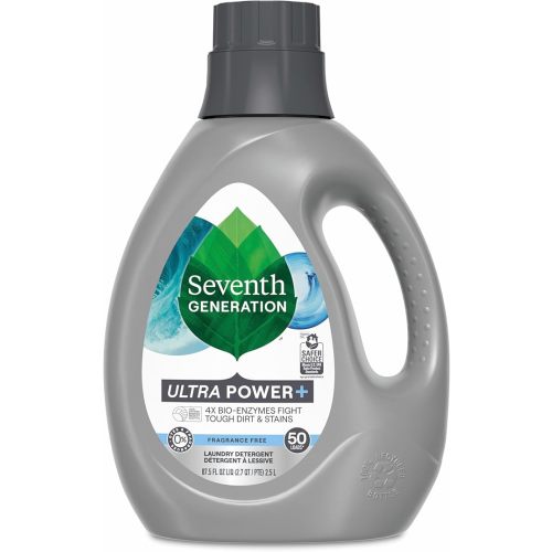 Seventh Generation Liquid Laundry Detergent, Free & Clear, 50 Loads, Power+ Fights Stains & 6X Cleaning Agents, 87.5 Fl Oz