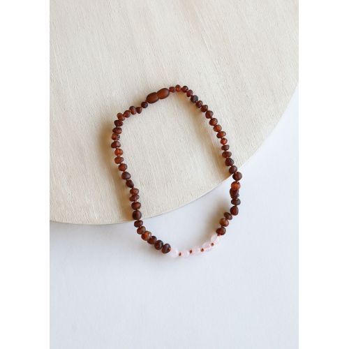 Raw Cognac Amber + Rose Quartz || Necklace – CanyonLeaf