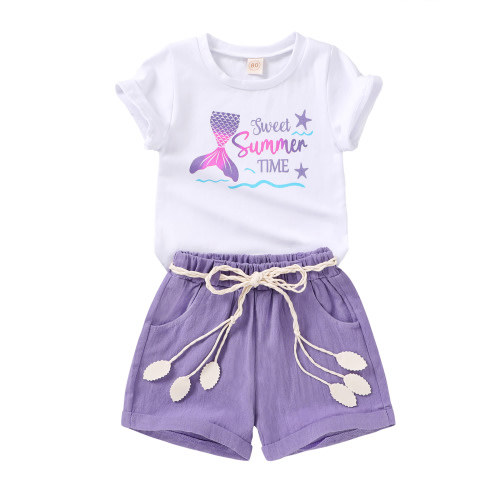 Younger Tree Toddler Baby Girl Summer Clothes Set Short Sleeve T-Shirt Shorts 2pcs Outfits for 12-18 Months
