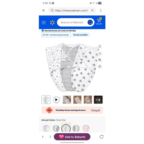 GLLQUEN BABY Organic Cotton Swaddle Blankets, 0-3 Months, Adjustable Newborn Wraps, 3-Pack, Twinkle and Rainbow