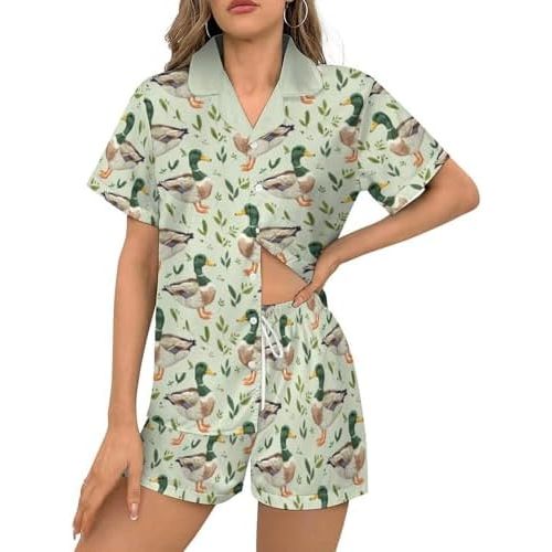 Women’s Pajama Set 2 Piece Loungewear Soft Satin Short Sleeve Sleepwear with Pockets XS-5XL