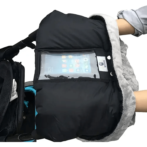Fleece Stroller Hand Muff, BETITETO Winter Anti-Freeze Gloves for Baby Stroller Jogger Pram Water Resistant Warmer Gift for Parents and Caregivers (Black)