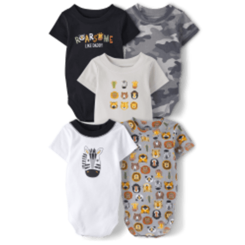 Baby Boys Jungle Bodysuit 5-Pack - Multi clr