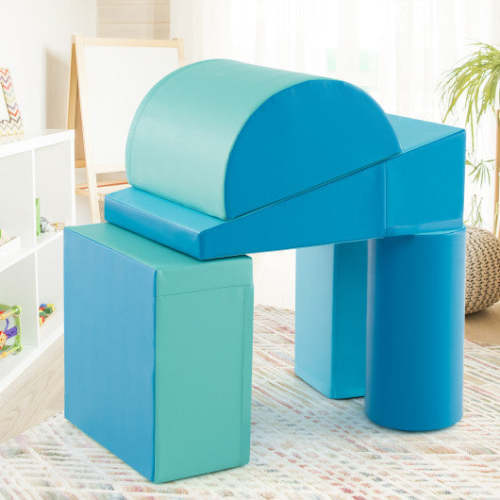 COSTWAY 5-Piece Kids Climb and Crawl Activity Playset-Navy