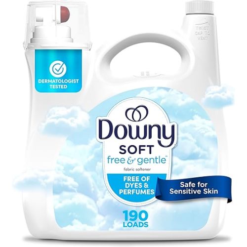 Downy Free & Gentle Liquid Fabric Softener, 140 fl oz, 190 Loads, Hypoallergenic, Sensitive Skin Friendly Fabric Conditioner Liquid
