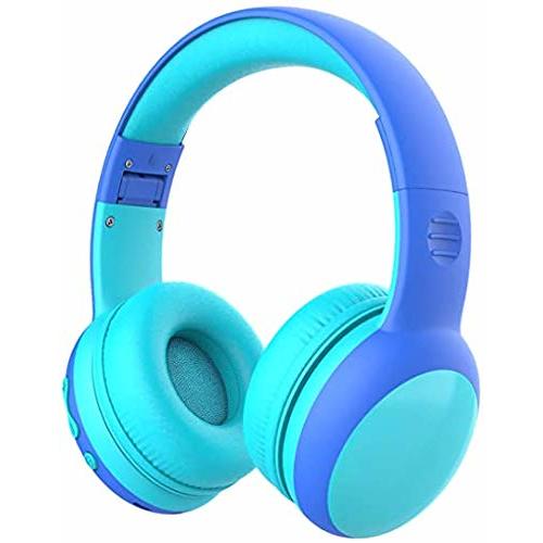 gorsun Kids Bluetooth Headphones, Portable Wireless Headset for Kids, Bluetooth 5.3, Over-Ear Cat Ear Toddler Headphones with Microphone, 85dB Volume Limited, AUX Cord,40 Hours Playtime(Blue)