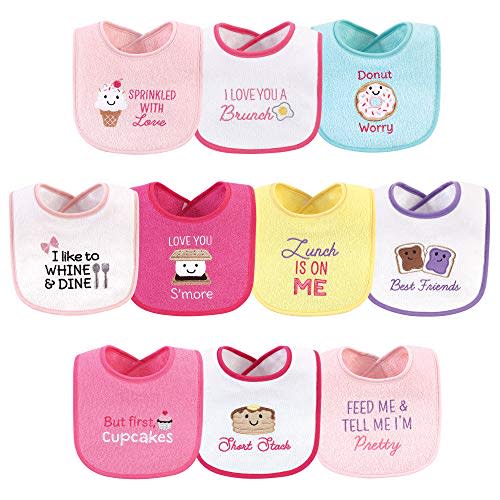 Hudson Baby Unisex Baby Cotton Terry Drooler Bibs with Fiber Filling, Girl Ice Cream, One Size