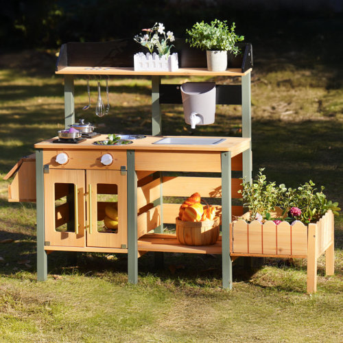 ROBUD Mud Kitchen With Insect Observation Box & Planter Box, Toddler Play Kitchen | Wayfair