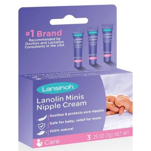 Lansinoh Lanolin Nipple Cream for Nursing - 3 Mini Tubes/0.25oz Each