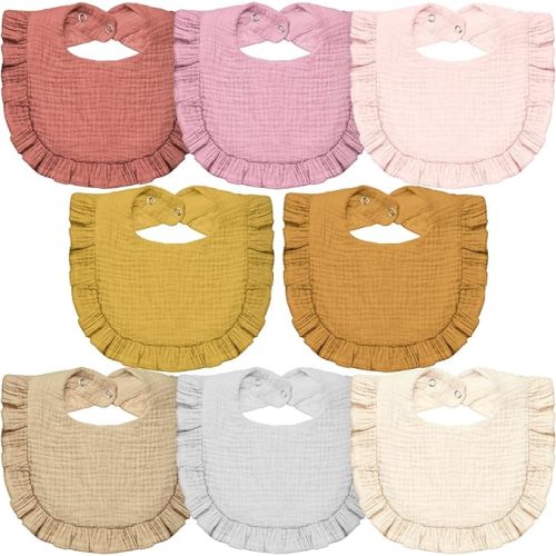 Lictin 8-Pack Muslin Baby Bibs - Bandana Drooling and Teething Bibs, Unisex Cotton