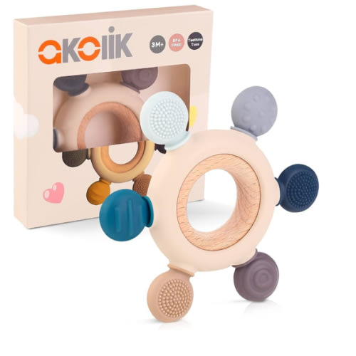 akolik Baby Teething Toys, Teething Relief Toy, BPA Free Baby Chew Toys Infant Toys Newborn Accessories, Teethers for Babies 0-3-6-9-12 Months Old Boys Girls
