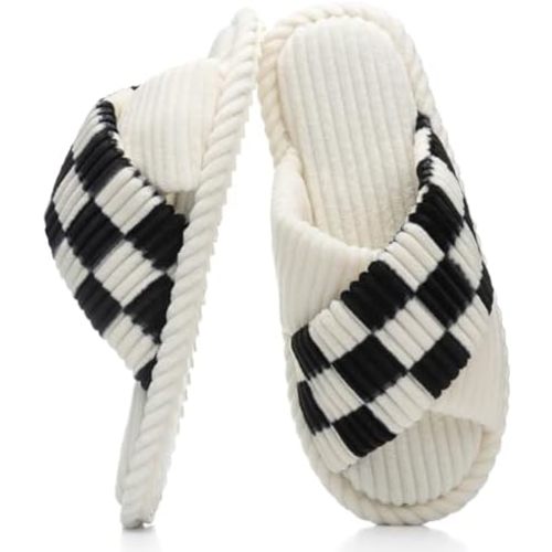 GOEWY Slippers for Women with Memory Foam Open toe House Bedroom Shoes