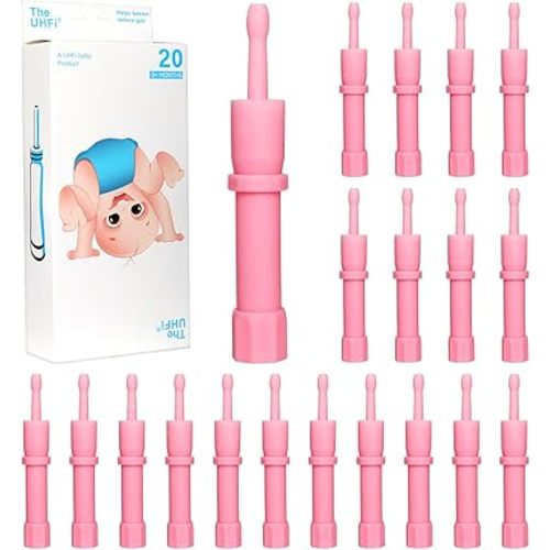 Gas and Colic Reliever for Babies, Baby Gas Colic Relief, Natural Solution for Baby Colic and Gas Relief, 100% Safe & Effective Instant Constipation Relief for Babies, 20 Count (Pink)