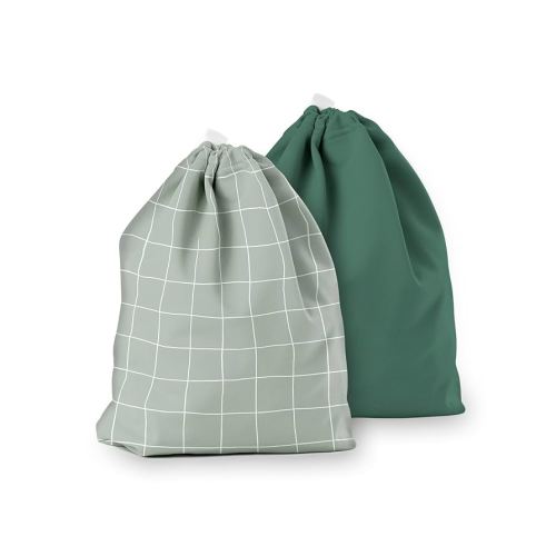 Esembly Ditty Bag Duo, Waterproof Wet Dry Bags for Cloth Diapers, Messy Baby Accessories, Swimsuits, Gym Clothes, Toiletries and Snacks - Lattice and Forest (Pack of 2)