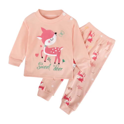 adviicd Baby Girl Clothes Girls Boys Toddler Soft Pajamas Toddler Cartoon Prints Long Sleeve Kid Sleepwear Sets Girls Fashion Outfits (Pink,6-12 Months)