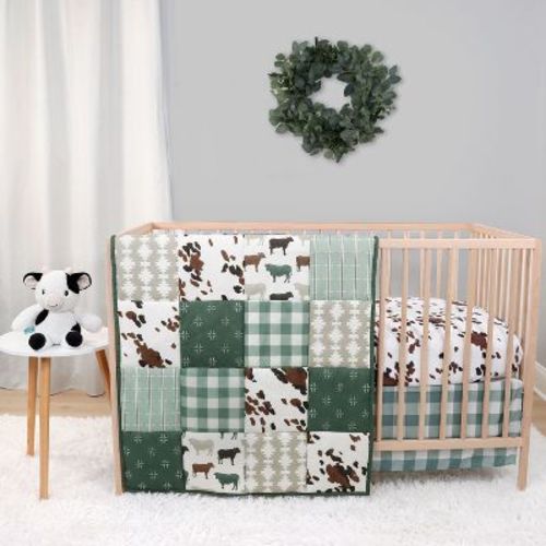 The Peanutshell Boho Farm Crib Bedding Set and Stuffie Plush Toy - 4 Piece Set