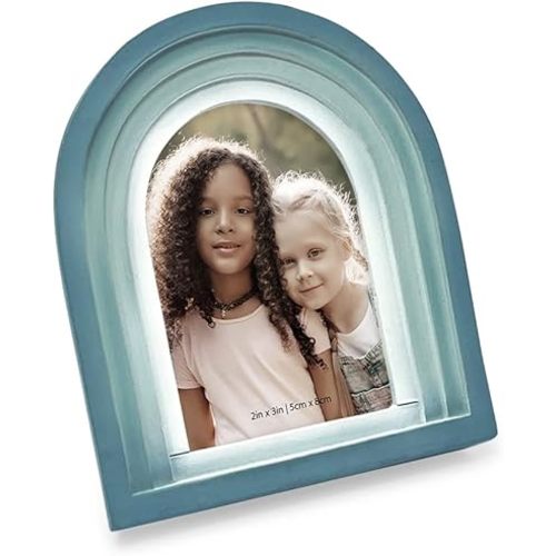 Isaac Jacobs 2x3 Vertical Blue Arc Resin Picture Frame with Gradient Design, Decorative Photo Frame, Tabletop & Wall Display, Hanging Display & Home Decor (2x3, Blue)
