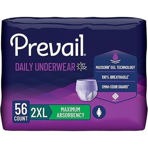 Prevail Proven | 2X-Large Pull-Up | Women's Incontinence Protective Underwear | Maximum Absorbency | 56 Count (package may vary)