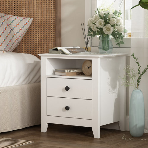 Winston Porter Daneisy 2 - Drawer Nightstand in White & Reviews | Wayfair
