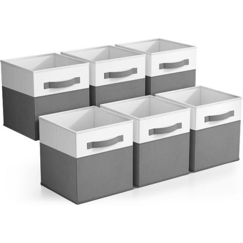 Sorbus 6 Pack 11 Inch Two Tone Foldable Storage Cubes with Handles - Perfect for clothes, toys, books, linens, and more
