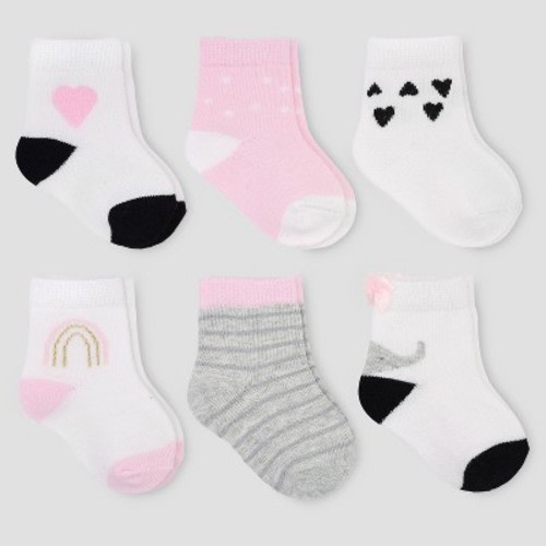 Baby Girls' 6pk Rainbow Crew Socks - Just One You® made by carter's, Size: 0-3M