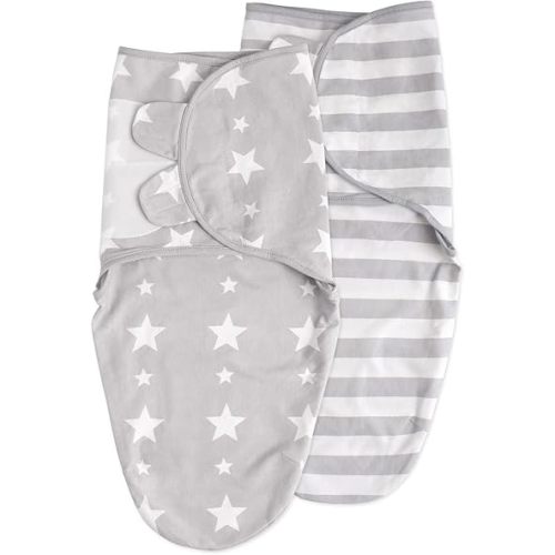 Soarwg Kids Baby Swaddle, Organic Baby Swaddles 0-3 Months, Swaddle Blanket, Swaddle Sack, Adjustable Newborn Infant Swaddle for Boy and Girls, Gray 2 Pack Small