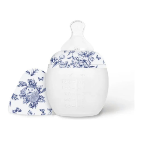 Elhée - Toile de Jouy medical silicone feeding bottle and physiological teat - Elhée x Tartine et Chocolat - Navy blue | Smallable