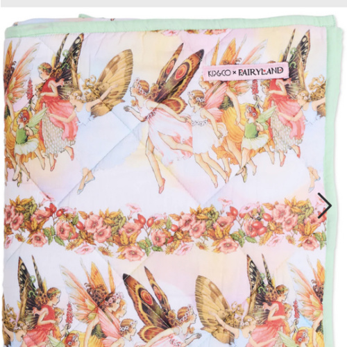 Kip&Co x Fairyland Fairy Friends Forever Organic Cotton Quilted Cot Bedspread