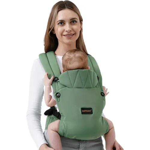 Baby Carrier Newborn to Toddler 7-45 lbs with Natural Material, Ergonomic Design,Versatile and Adjustable,Hands Free for Moms&Dads,Green