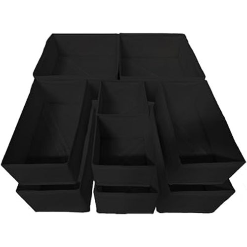 Drawer Organizer,12Pcs Dresser Drawer Organizers Foldable Closet Organization and Storage Dividers for Underwear, Sock, Baby Closet Organizer(Black)