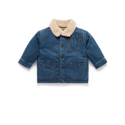 Navy Denim Shearling Jacket - Baby & Kids Jackets - Purebaby - Purebaby