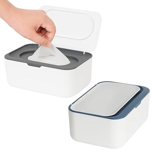 2 Pack Wipes Dispenser, Wipe Holder for Baby & Adult, Seposeve Refillable Wipe Container, Keeps Wipes Fresh, One-Handed Operation. Non-Slip, Easy Open/Close Wipes Pouch Case