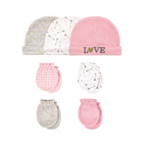 Baby Girls Hudson 7Pk Cap and Scratch Mitten Set