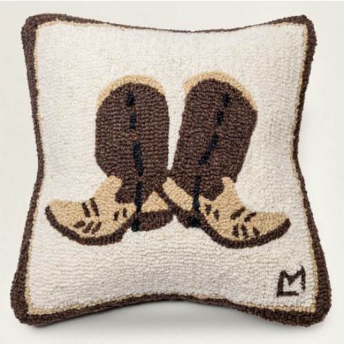 COWPOKE BOOTS HOOKED SQUARE PILLOW