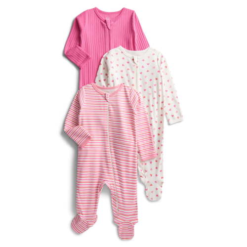 Wonder Nation Baby Gender Neutral Zip Front Footed Sleep N Play Pajamas, 3-Pack, Sizes Preemie-6/9 Months