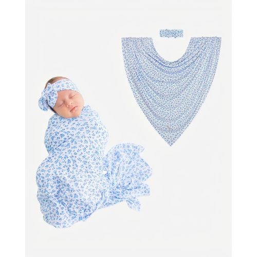 Posh Peanut Baby Swaddle Blanket and Matching Headwrap Set for Girls