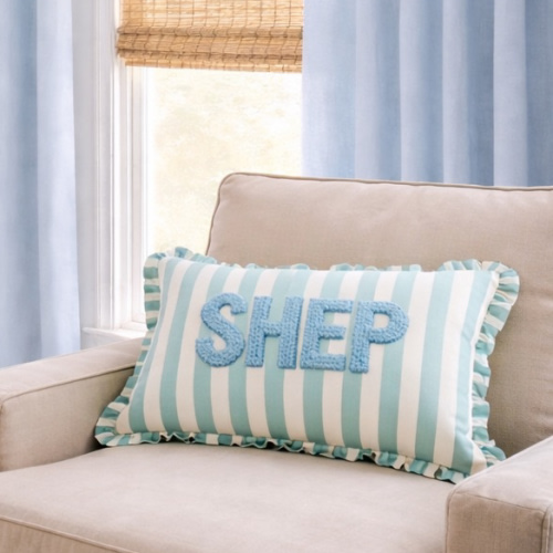 Personalized Name Ruffle Pillow Handmade Punch Needle Cushion Custom Nursery & Gift Decor