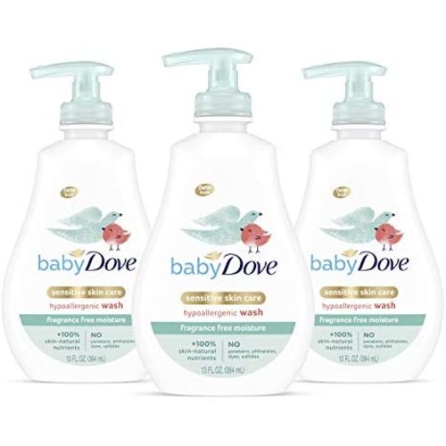 Baby Dove Tip to Toe Baby Body Wash For Baby's Sensitive Skin Sensitive Moisture Washes Away Bacteria, Fragrance-Free and Hypoallergenic Baby Soap 13 oz 3 Count
