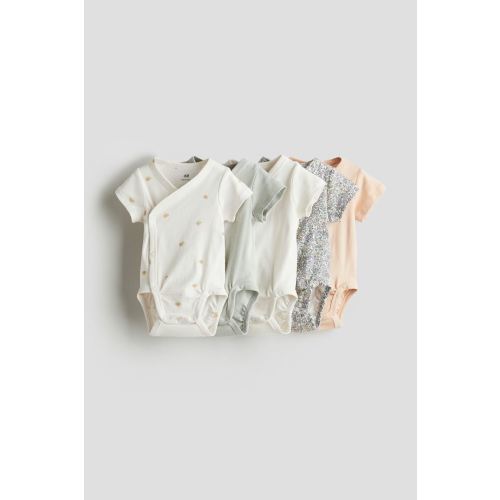 5-pack Cotton Bodysuits, V-neck