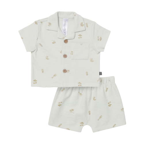 Modern Moments by Gerber Baby Boy Button Down Shirt and Short Outfit Set, 2-Piece, 0/3 Months - 24 Months