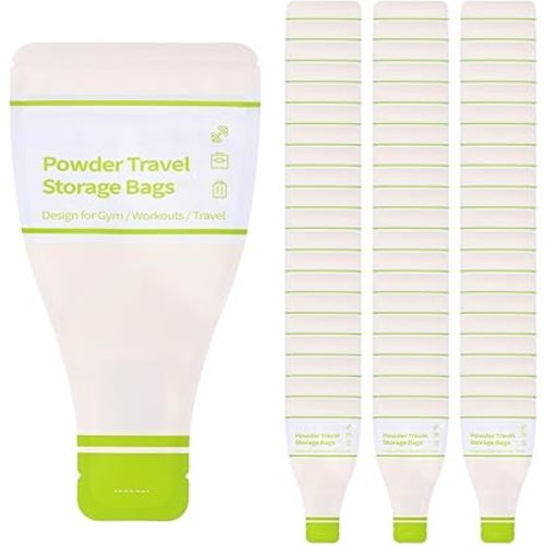 Disposable Protein Powder Travel Container Bags – 60Pcs Leakproof Single-Use Travel Powder Bags, Mess-Free Powder Travel Container for Gym, Workouts, Travel, On-the-Go Lifestyles
