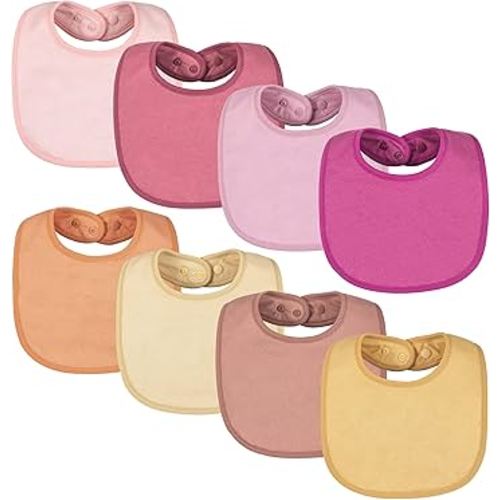 Tiny Twinkle 8 Pack Baby Bibs for Drooling and Teething – Waterproof & Absorbent Bibs for Baby Girl & Boy, Machine Washable Infant Bib Set for Newborns and Toddlers (Girl Set 8-Pack)