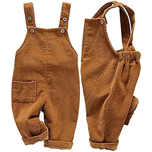 Mornyray Toddler Boy Girl Soft Corduroy Suspender Pants Kids Overalls Loose Retro Adjustable button overalls