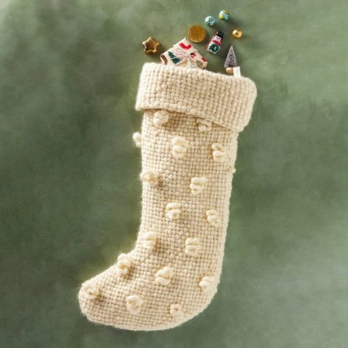 Anthropologie Textured Bobble Stocking