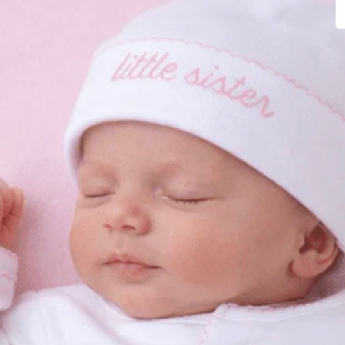 Baby Girl Little Sister Embroidered Hat - Peruvian Pima Cotton - Siblings – Magnolia Baby