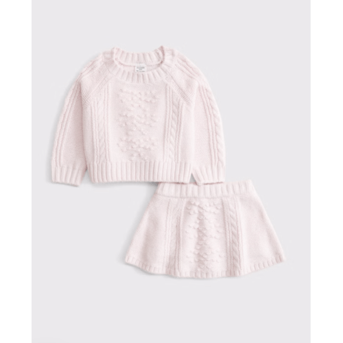 baby bow cable sweater and skirt set