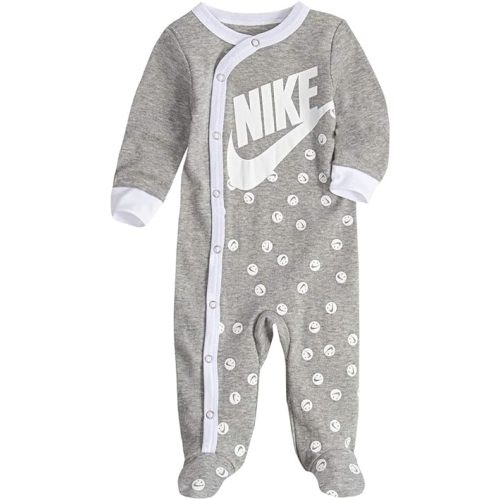 NIKE Infant/Toddler Printed Footed Coverall (Dark Grey Heather(56D679-042)/White, 3 Months)
