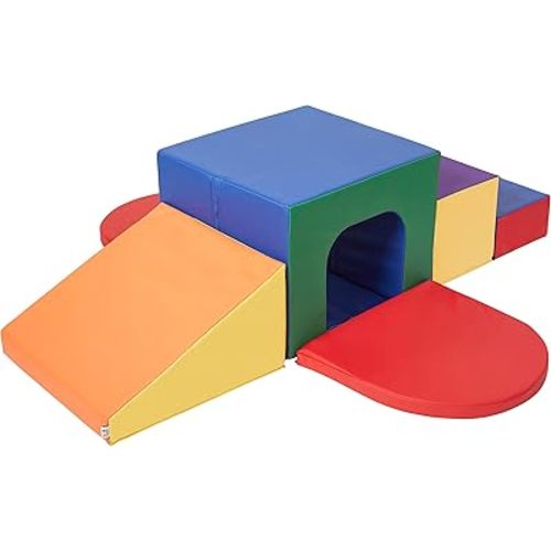 ECR4Kids SoftZone Single Tunnel Maze, Toddler Playset, Assorted, 6-Piece