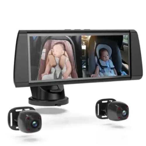 Rexing - BC300 Dual Channel Baby Car Camera – 1080p HD, IR Night Vision & Split-Screen Display - Black